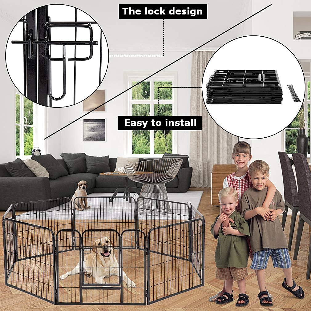 32" 8 Panel Heavy Duty Metal Dog Playpen F744411