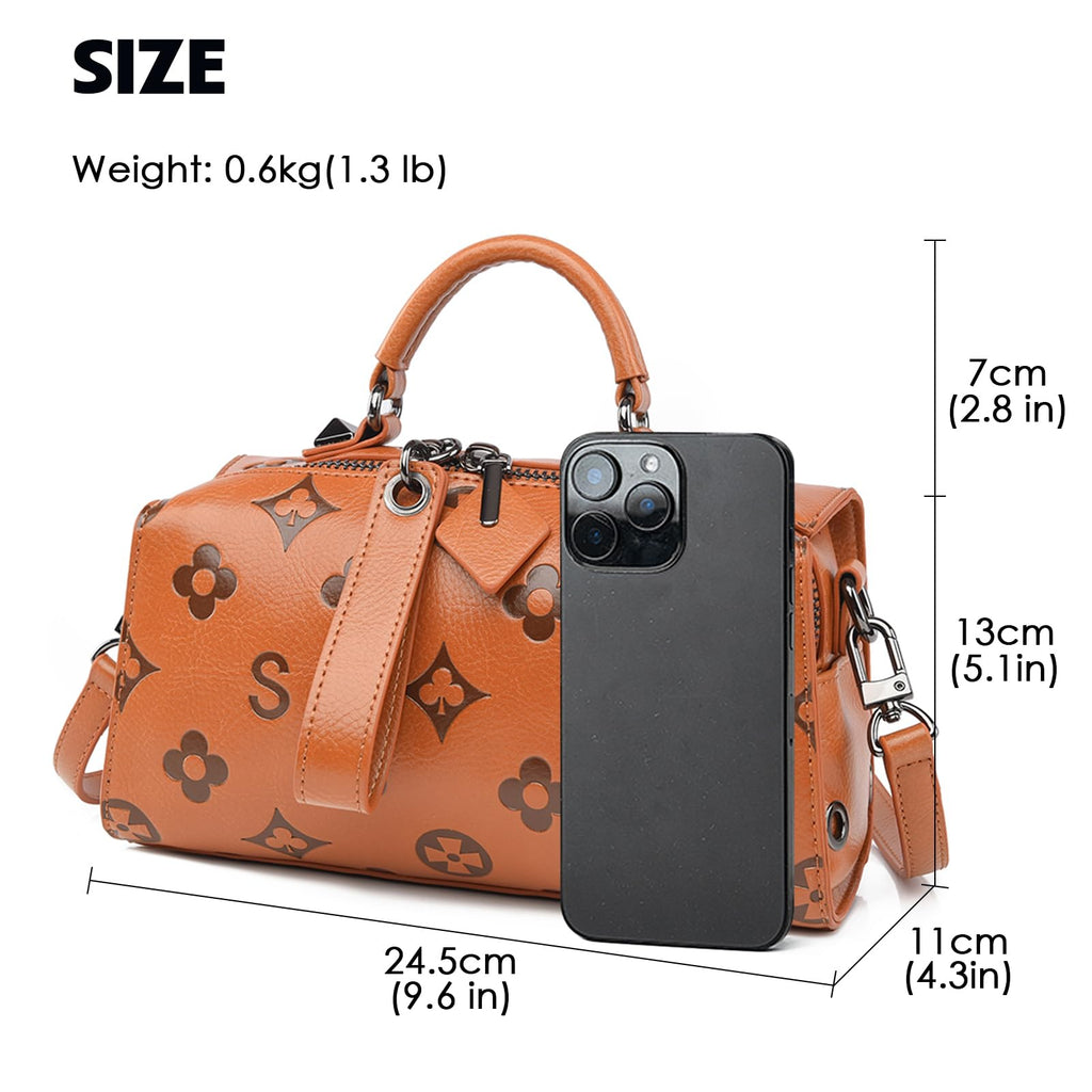 Women Floral Embossed PU Leather Tote Handbag T2275