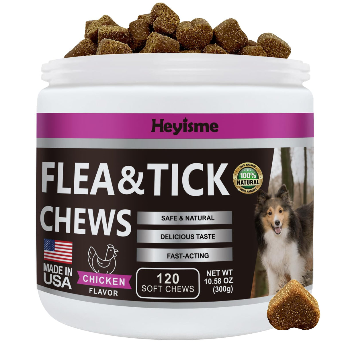 Flea and Tick Chewables for Dogs Chicken 120 Chews Q671
