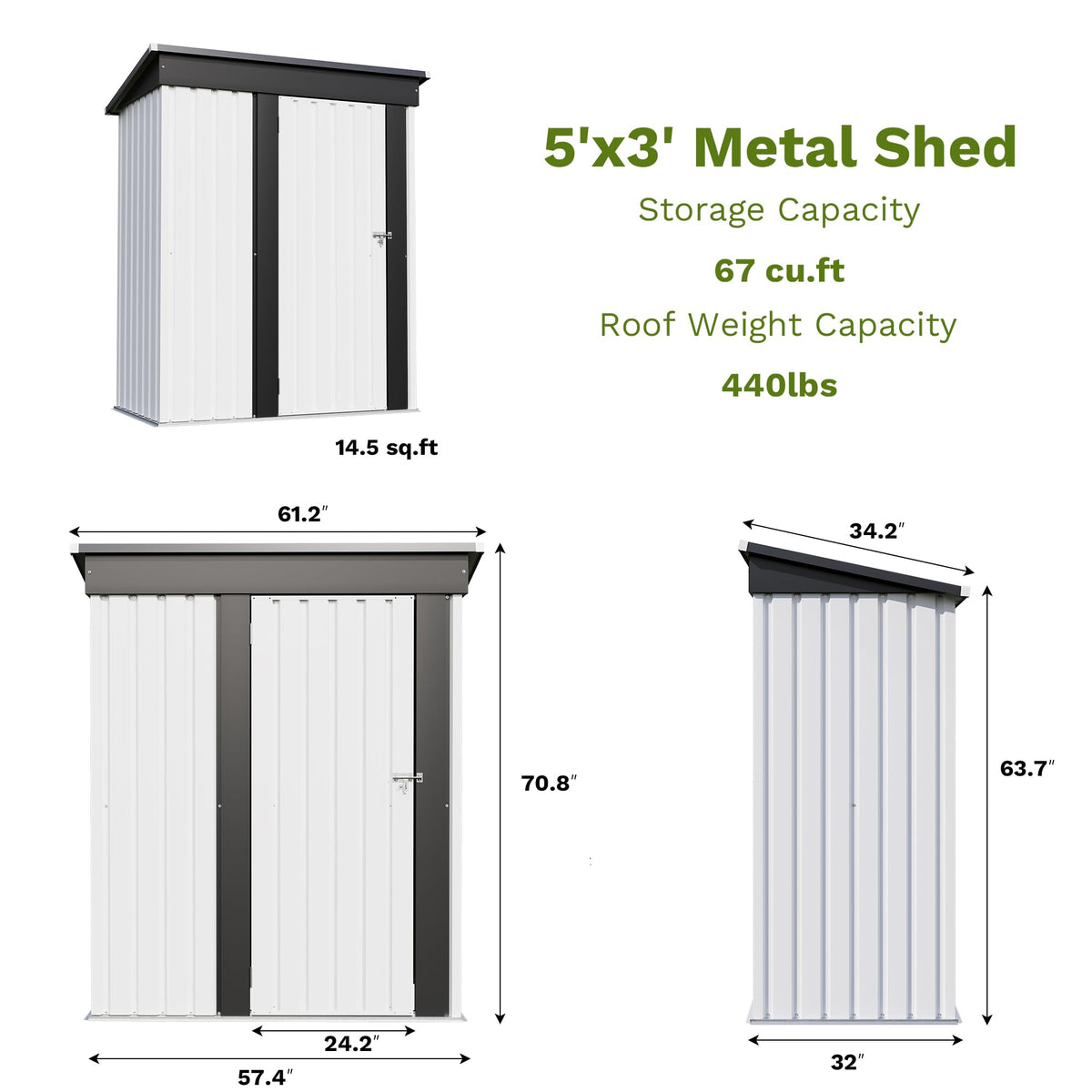 5x3 FT Outdoor Storage Shed J21585