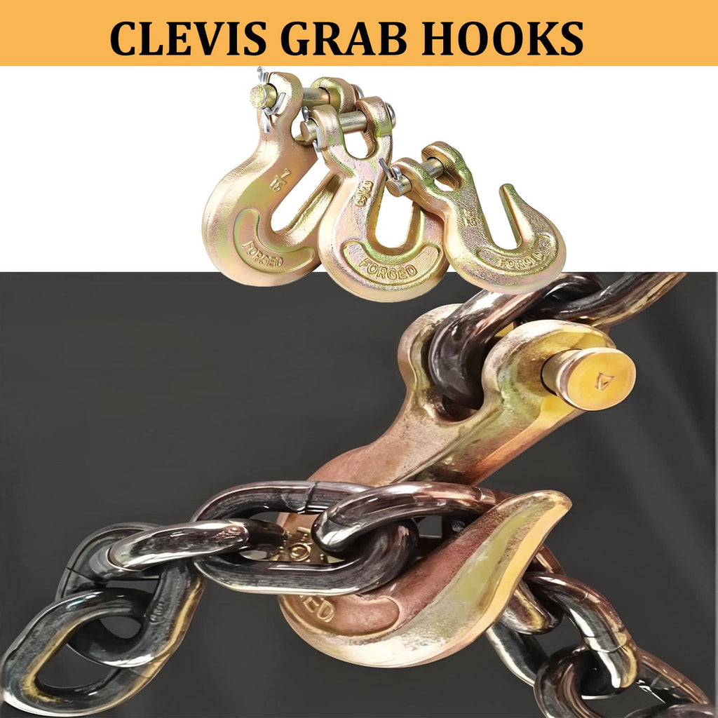 3/8Inch Grade 70 Clevis Grab Hooks 4 Pack K323545