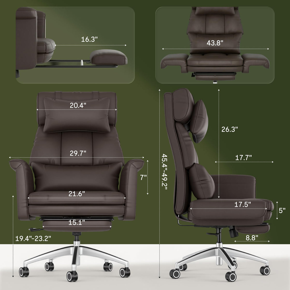 Oversized Brown Convertible Office Chair F958180