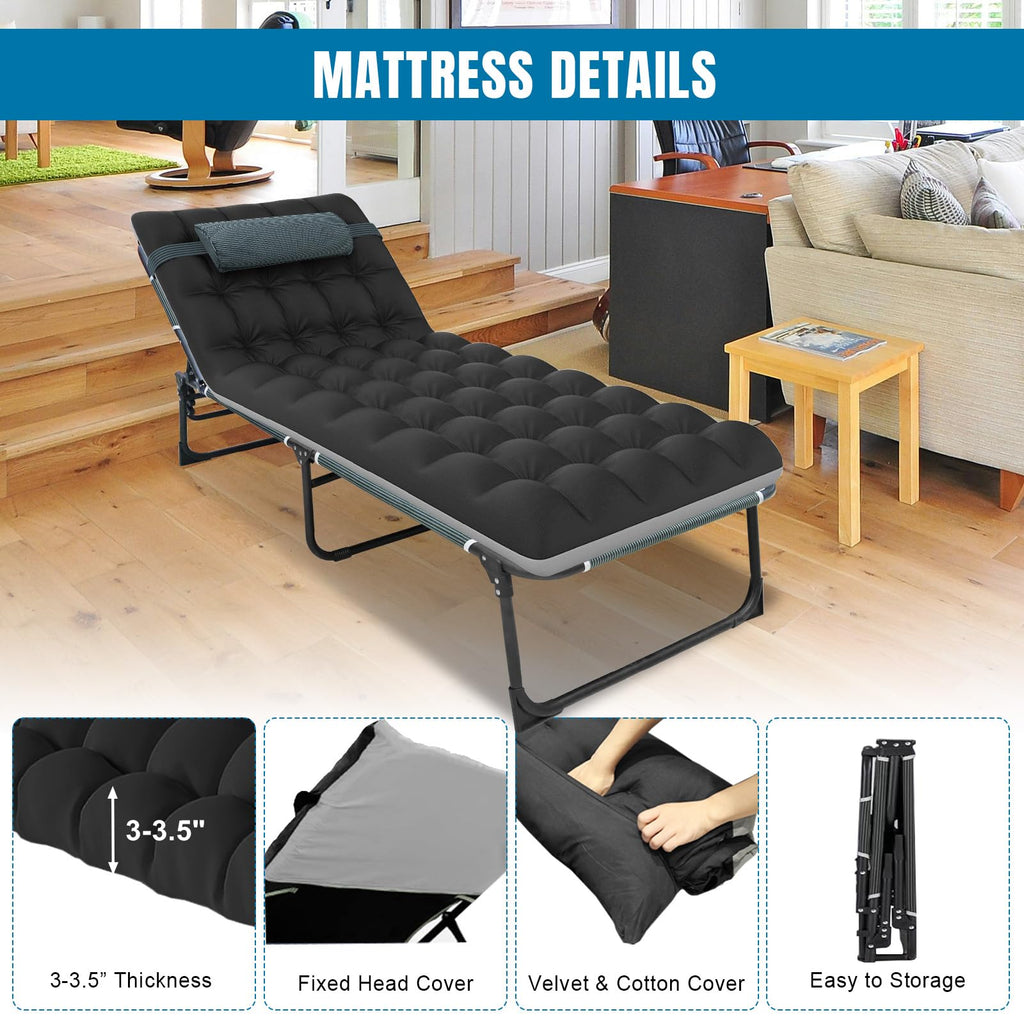 5-Position Folding Camping Cot with Mattress E716