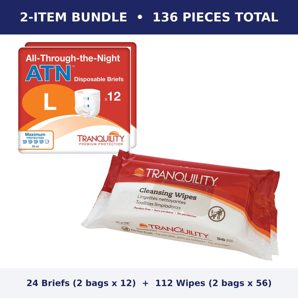 Large Briefs Starter Pack, 2 Bags + Cleansing Wipes S6943
