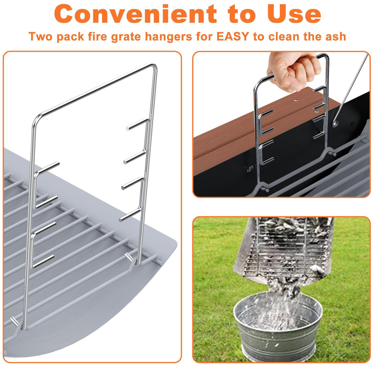27 Inch Ash Pan Replacement with 2pcs Fire Grate Hangers L435294