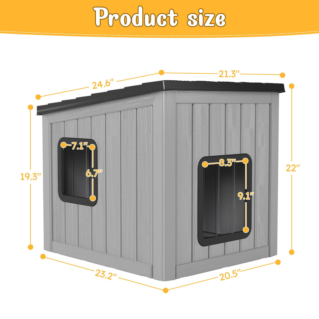 Weatherproof Insulated Resin Outdoor Cat House B52383