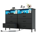 Black 6 Drawer Fabric Dresser S27965