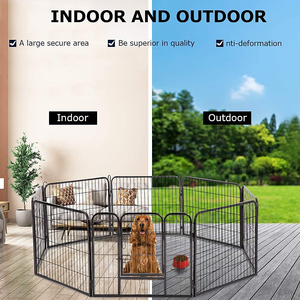 32" 8 Panel Heavy Duty Metal Dog Playpen F744411