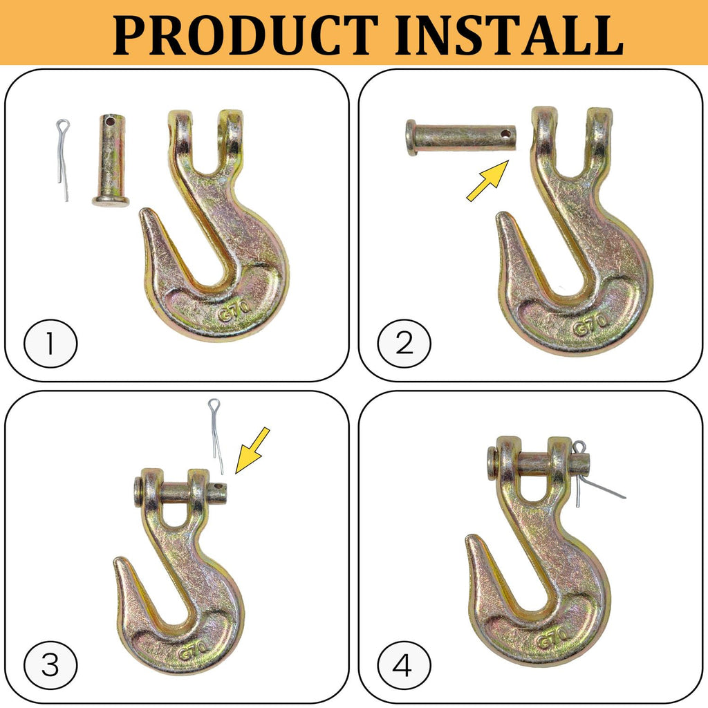 3/8Inch Grade 70 Clevis Grab Hooks 4 Pack K323545