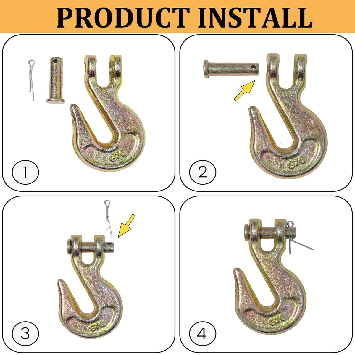 3/8Inch Grade 70 Clevis Grab Hooks 4 Pack K323545