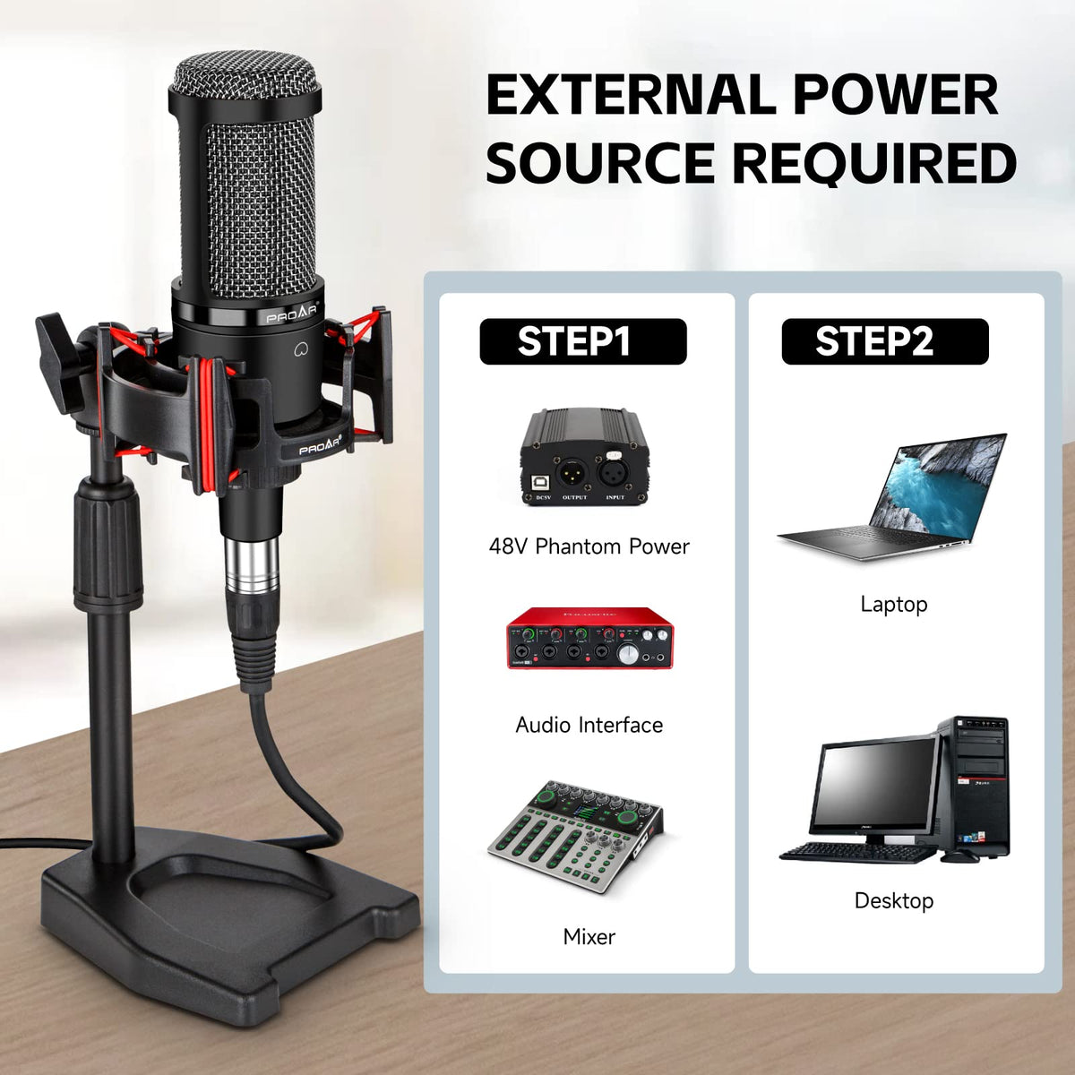 XLR Cardioid Condenser Podcast Microphone with Desktop Stand Z5822