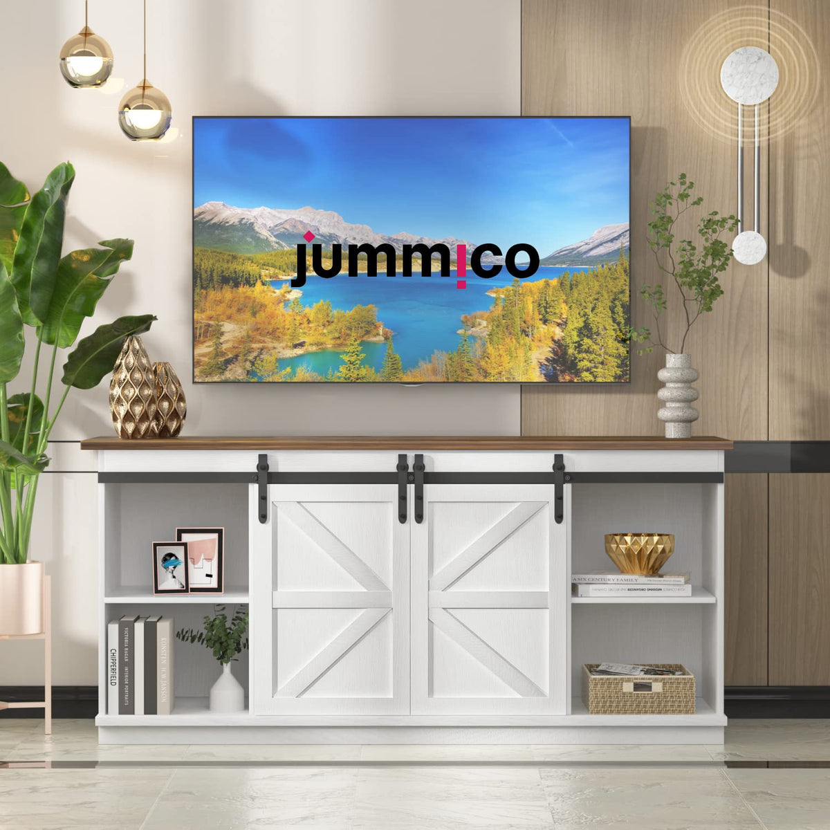 Bright White TV Stand for 65 Inch TV Q2117