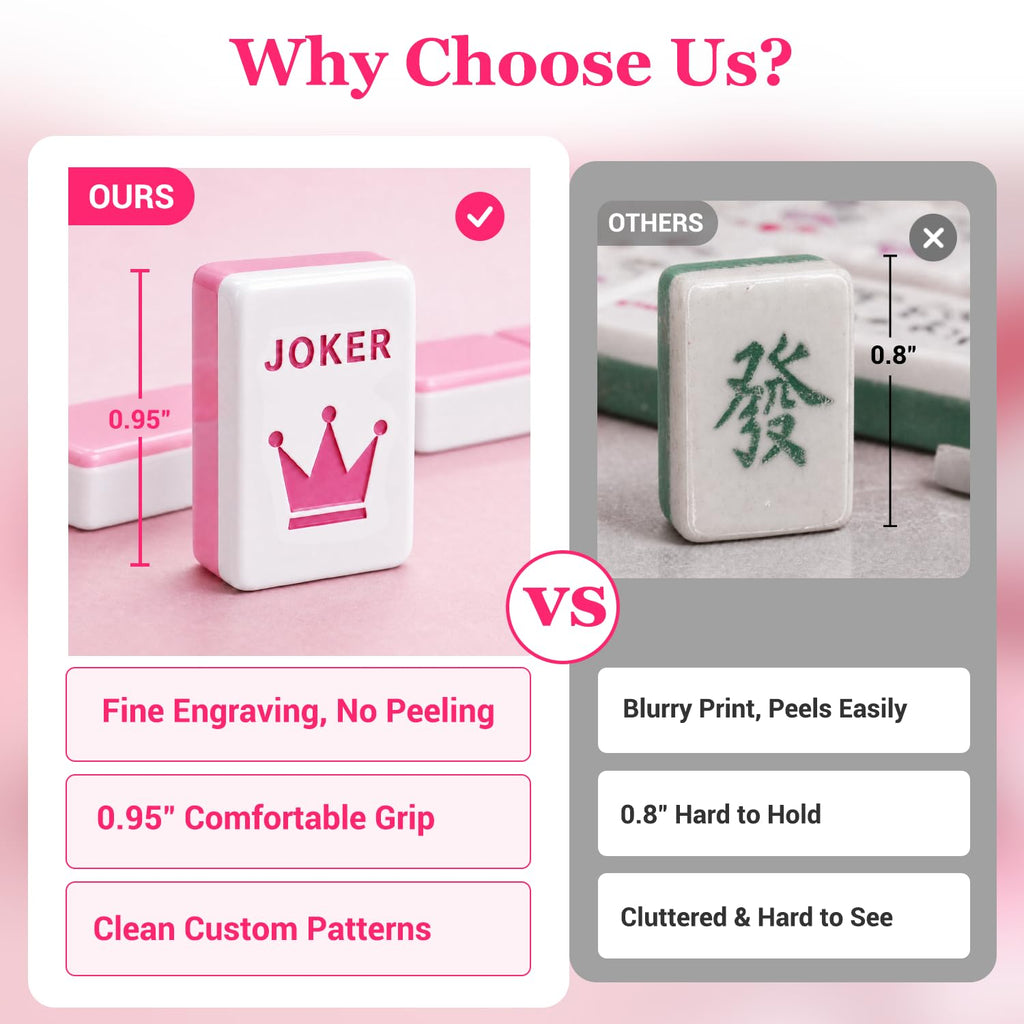 Pink Mini Travel Mahjong Tile Set with Racks and Bag S365085