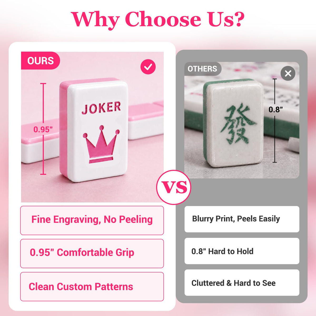 Pink Mini Travel Mahjong Tile Set with Racks and Bag S365085