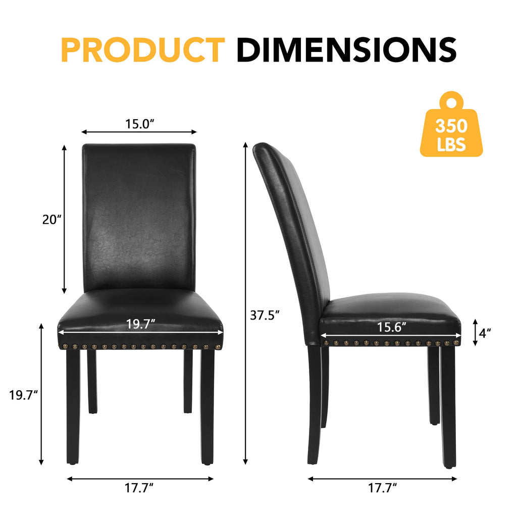 Black PU Leather Dining Chairs Set of 6 Z1460