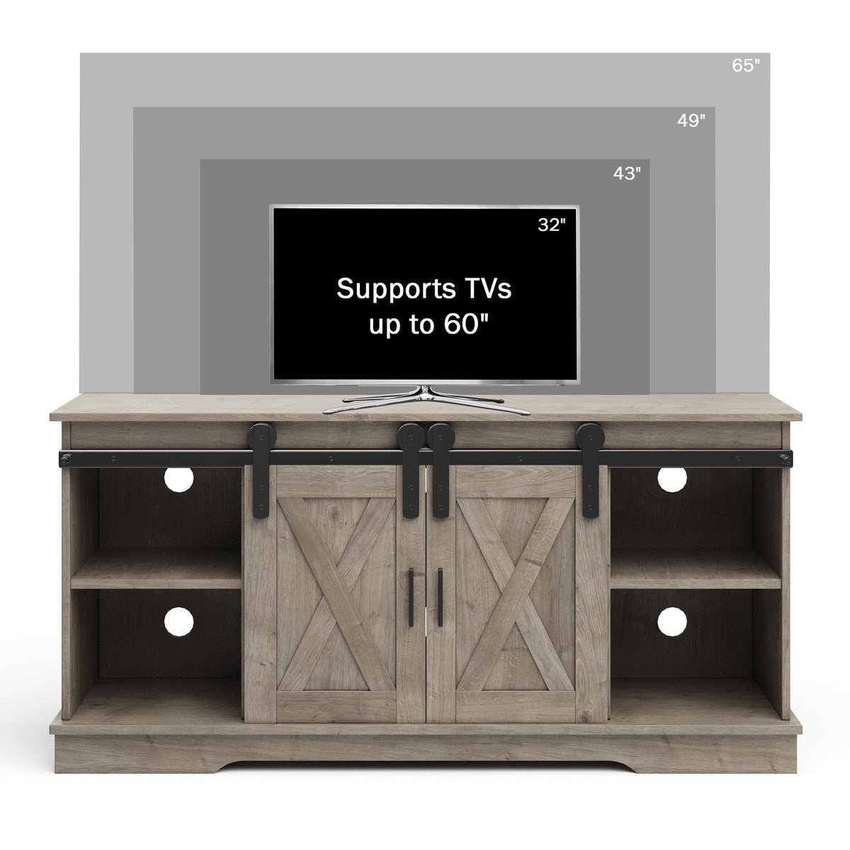 65-Inch TV Stand with Sliding Barn Doors G198