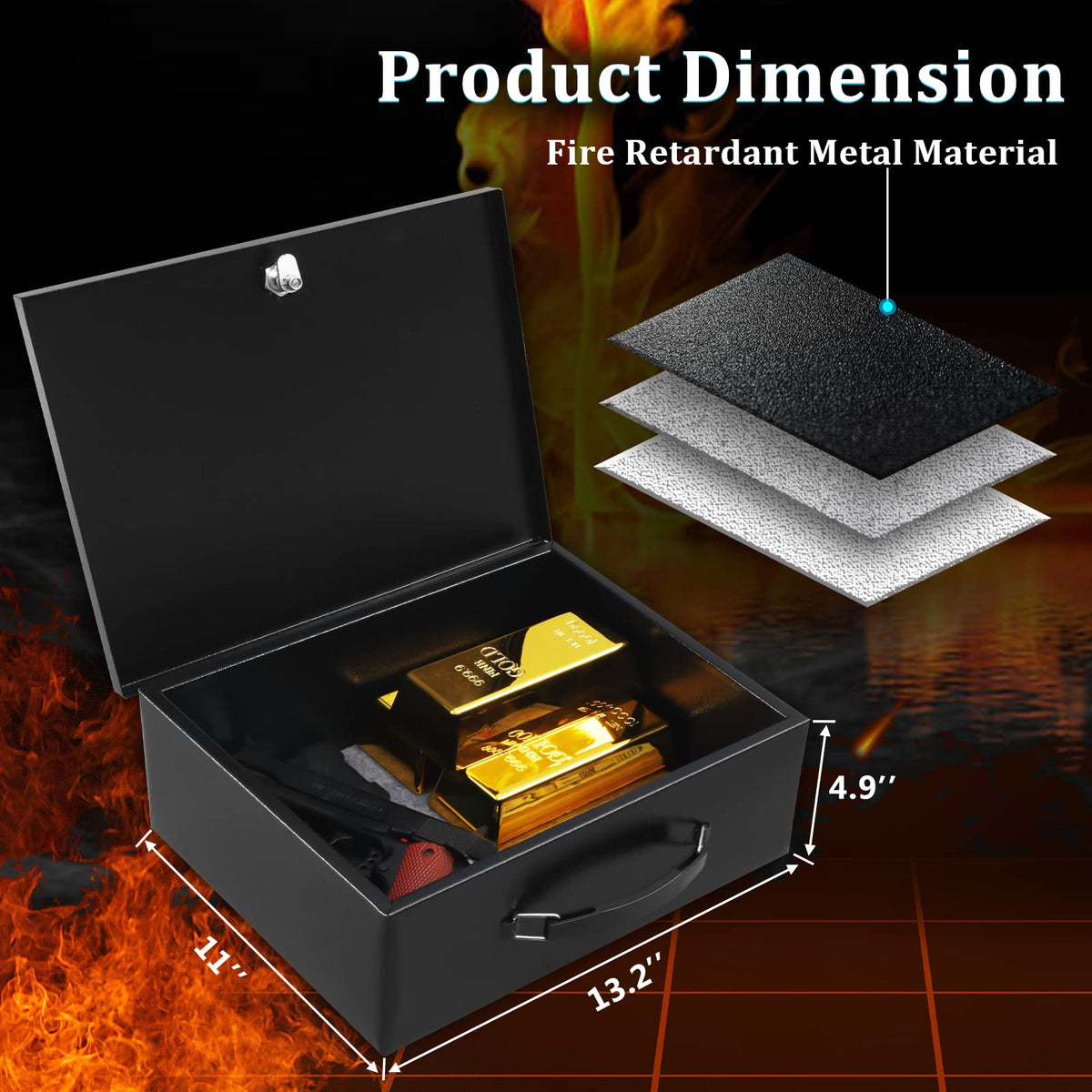 Fire Resistant Document Lock Box with Key D1068