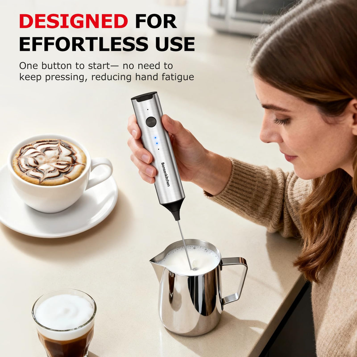 Rechargeable 3-Speed Handheld Milk Frother D390114