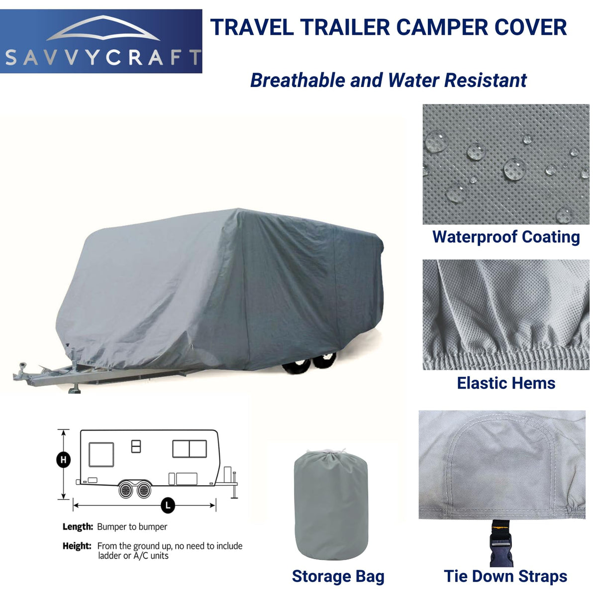 Water-Resistant Travel Trailer Cover 18'-20' J293