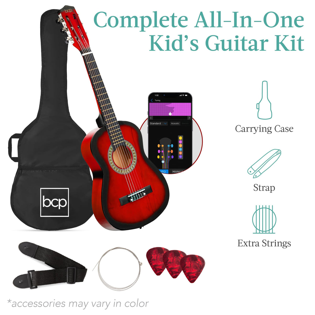 30in Kids Acoustic Guitar Starter Kit with Case I4222
