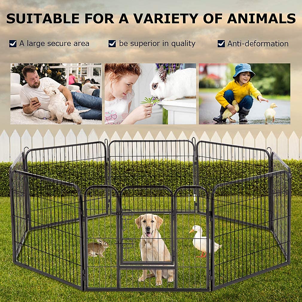 32" 8 Panel Heavy Duty Metal Dog Playpen F744411