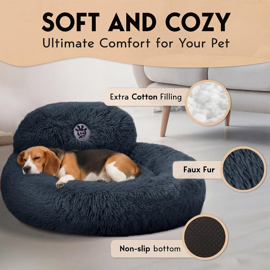 Medium Size Washable Anti-Slip Fluffy Plush Round Dog Bed R460330