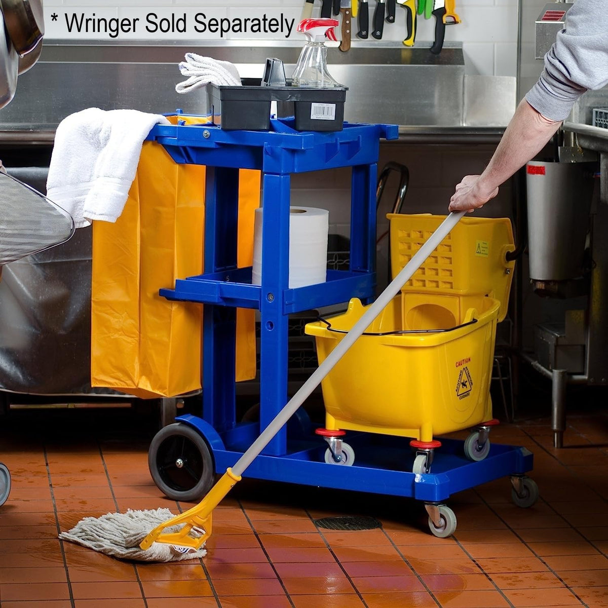 35 qt. Yellow Mop Bucket on Wheels C491