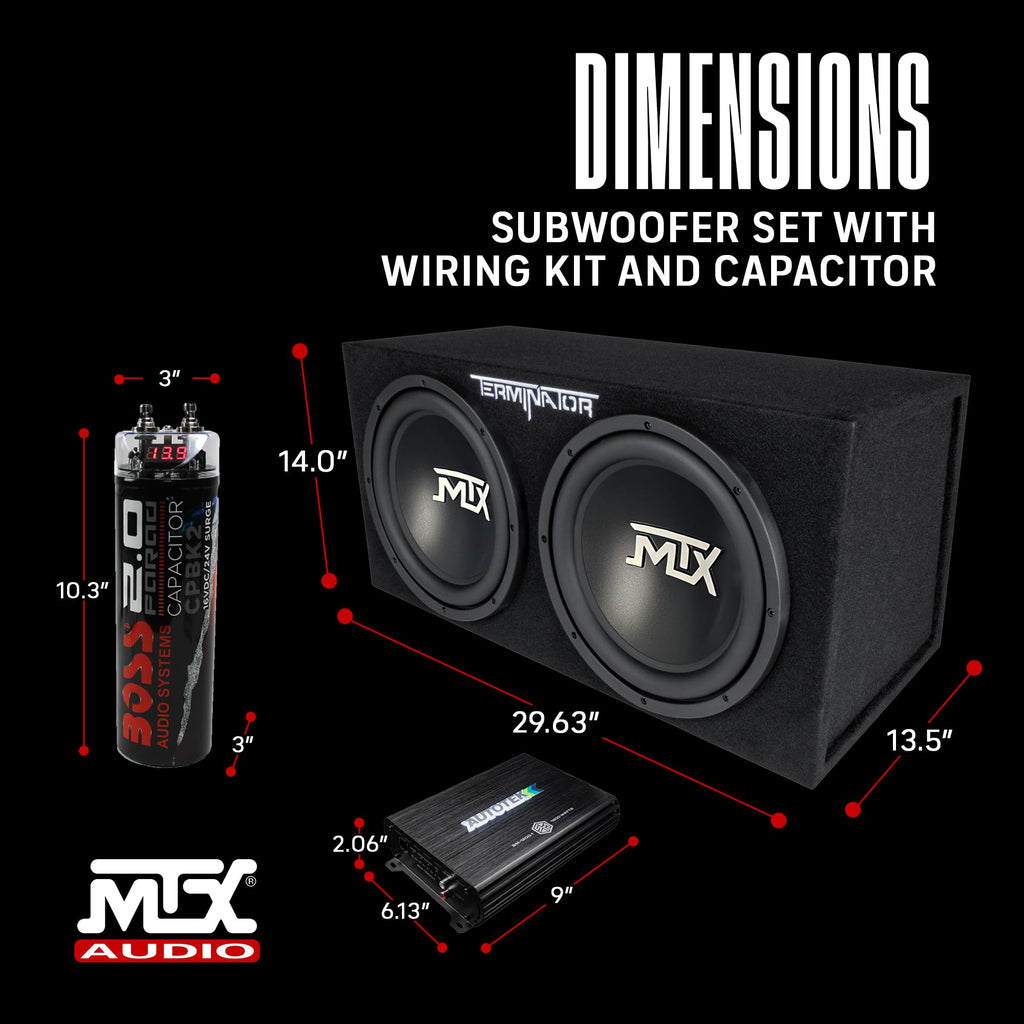 Dual 12" Subwoofer Box, Mono Amp, & Wiring Kit X666374