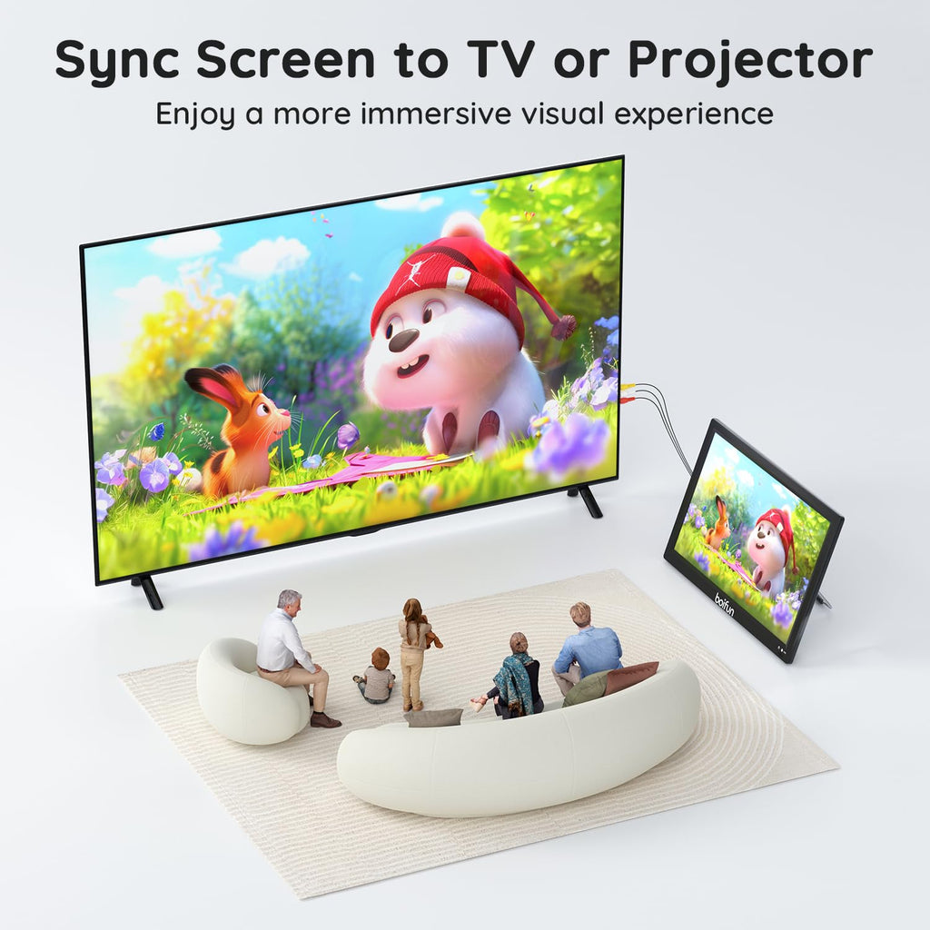 15.6" Portable TV DVD Combo with Antenna, FM Radio, 5000mAh Battery, Black V7788