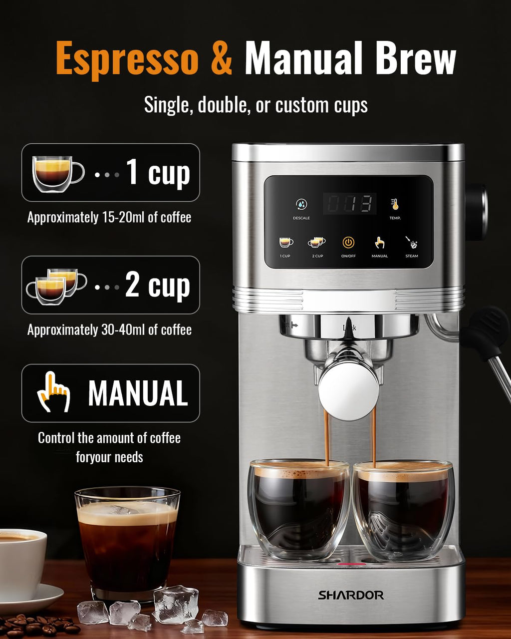 20 Bar Espresso Machine with Milk Frother and Touchscreen B851