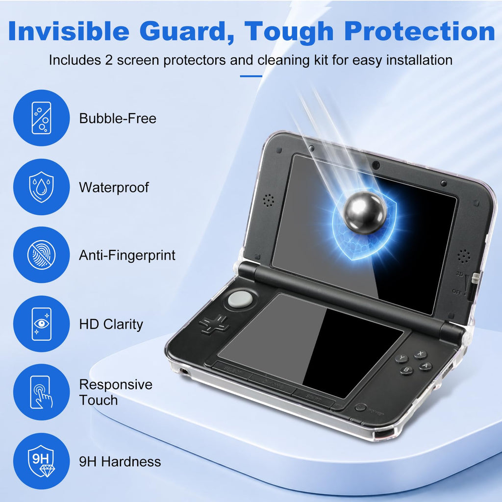3DS XL Accessories 4-in-1 Kit Carrying Case Clear Shell Case Screen Protectors Stylus Pens M47740