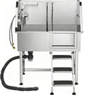 38” Stainless Steel Dog Washing Station with Faucet and Non-Slip Steps S97649