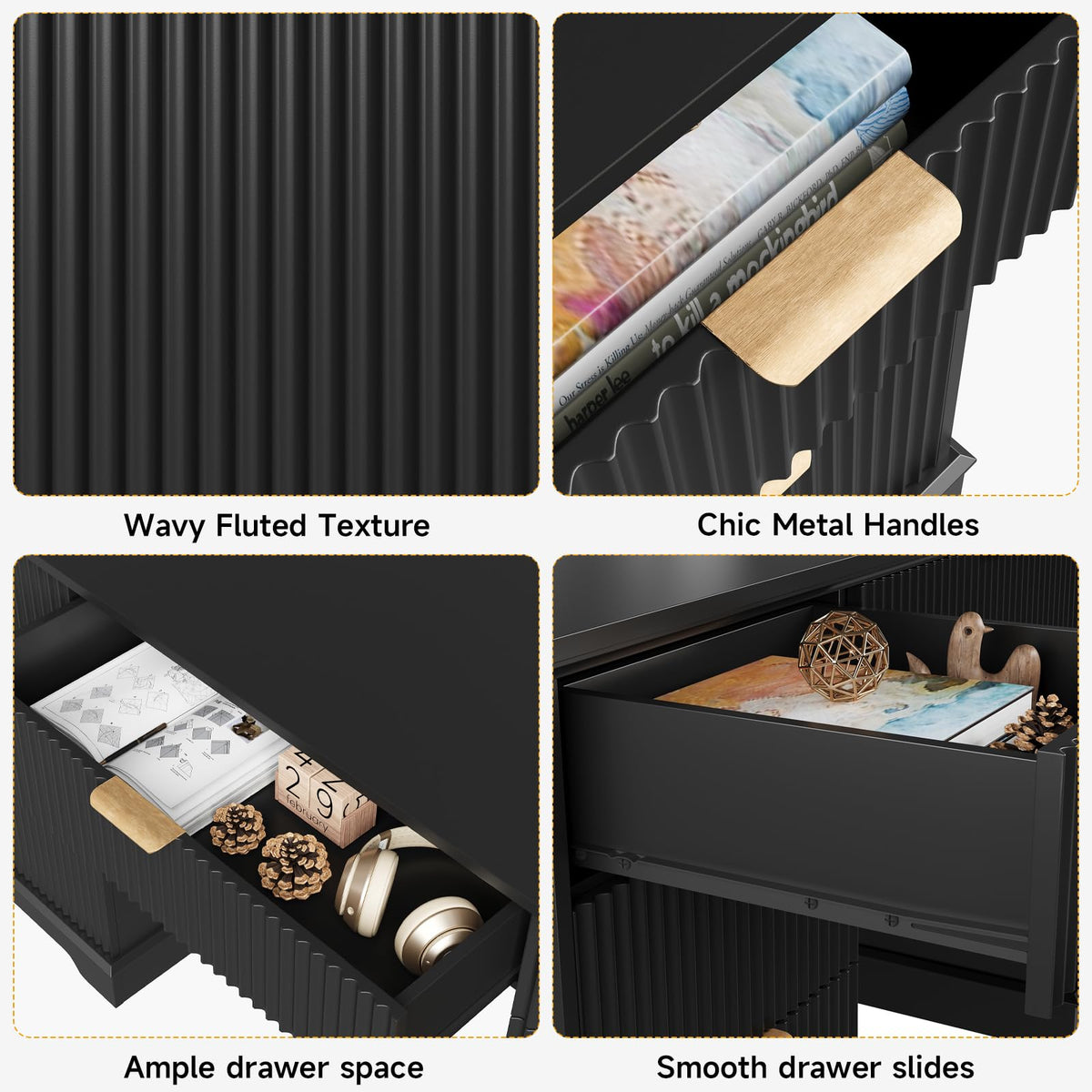 59" Fluted Desk with Storage Drawers U56890