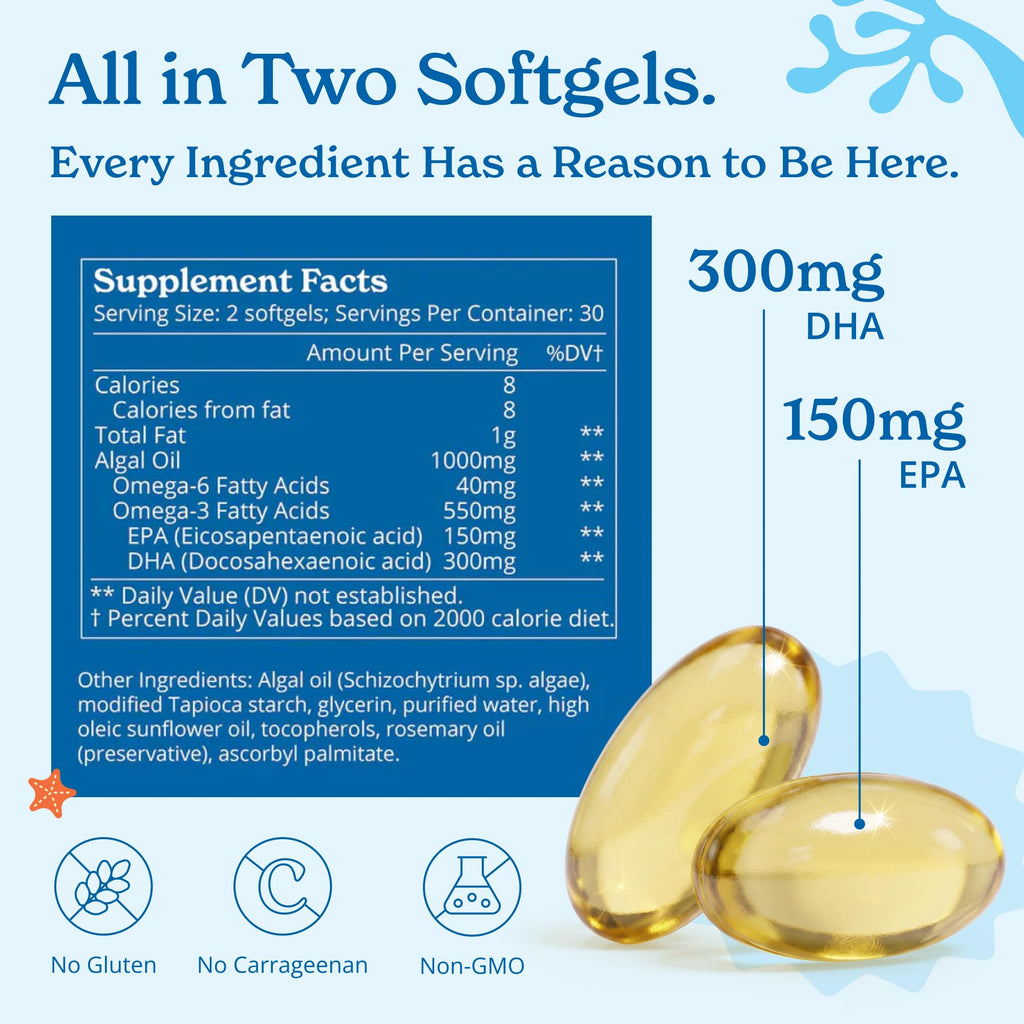 Vegan Omega 3 Algae Oil 120 Count Softgels R464