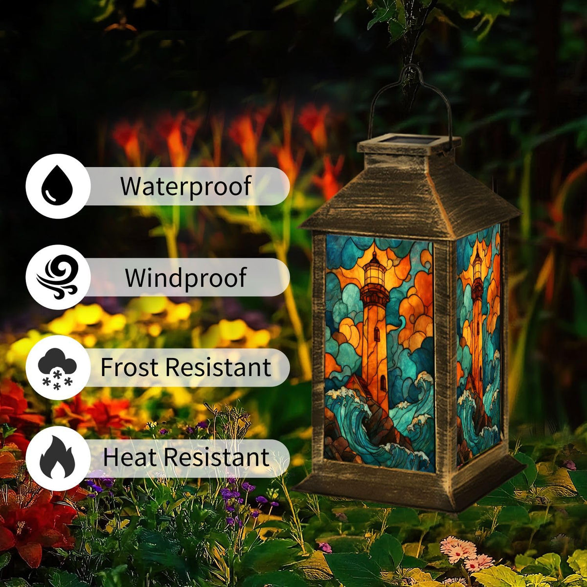 Solar Powered Outdoor Waterproof Hanging Lantern D283