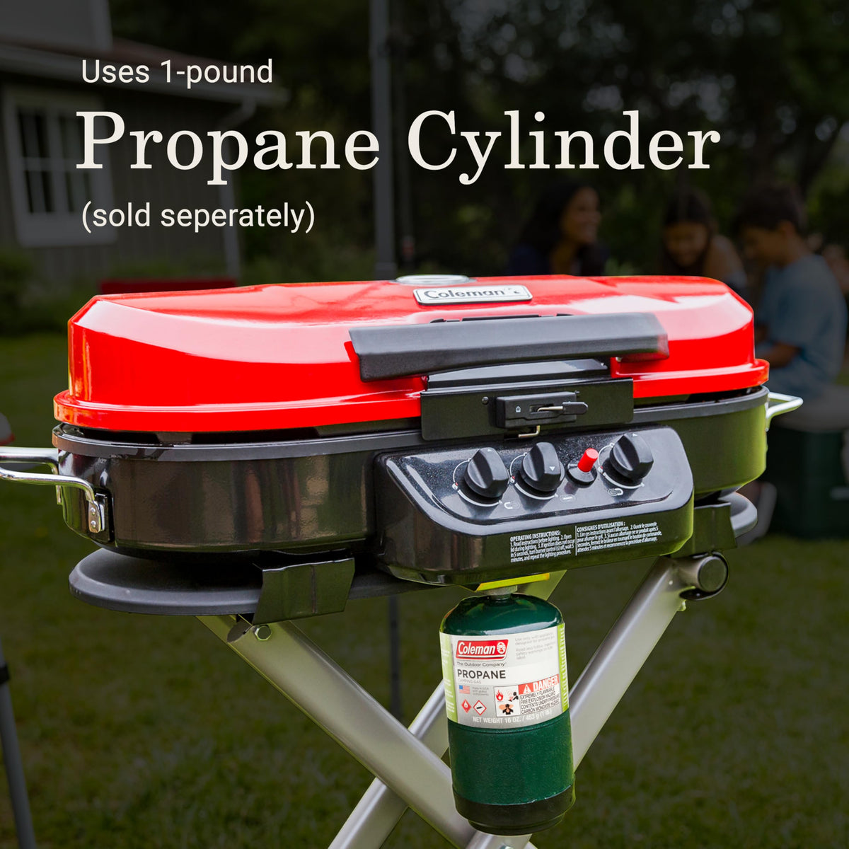 Portable Propane Grill, 3 Burners, Red S350885