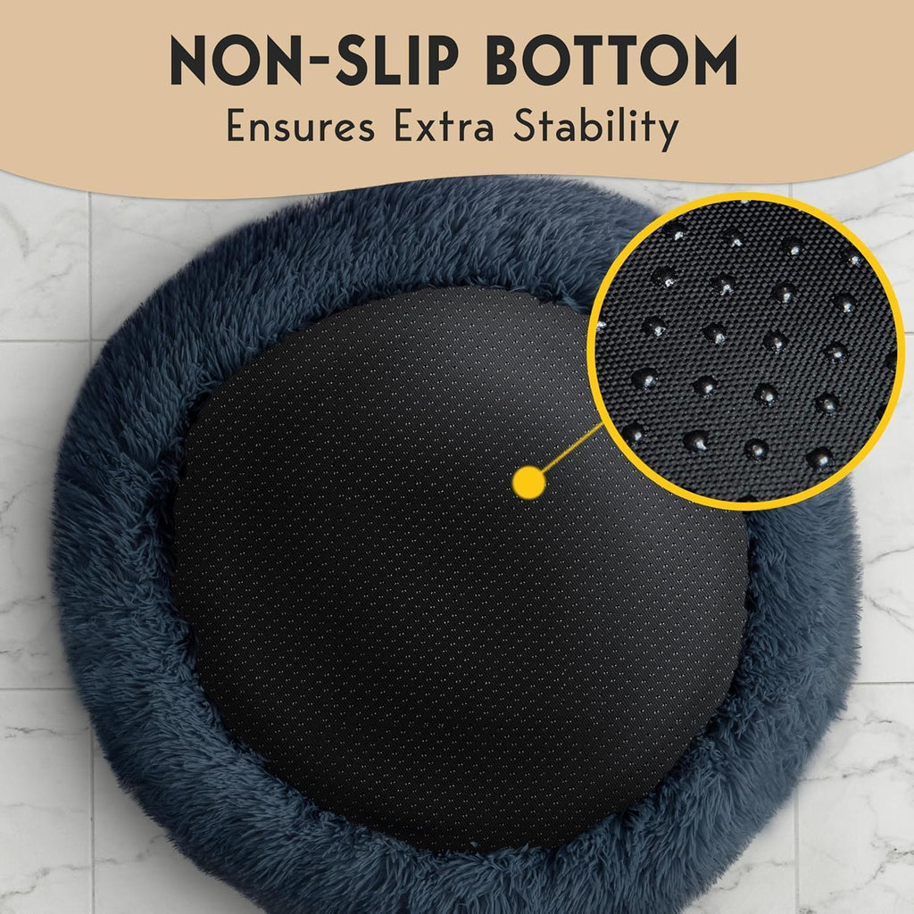 Medium Size Washable Anti-Slip Fluffy Plush Round Dog Bed R460330