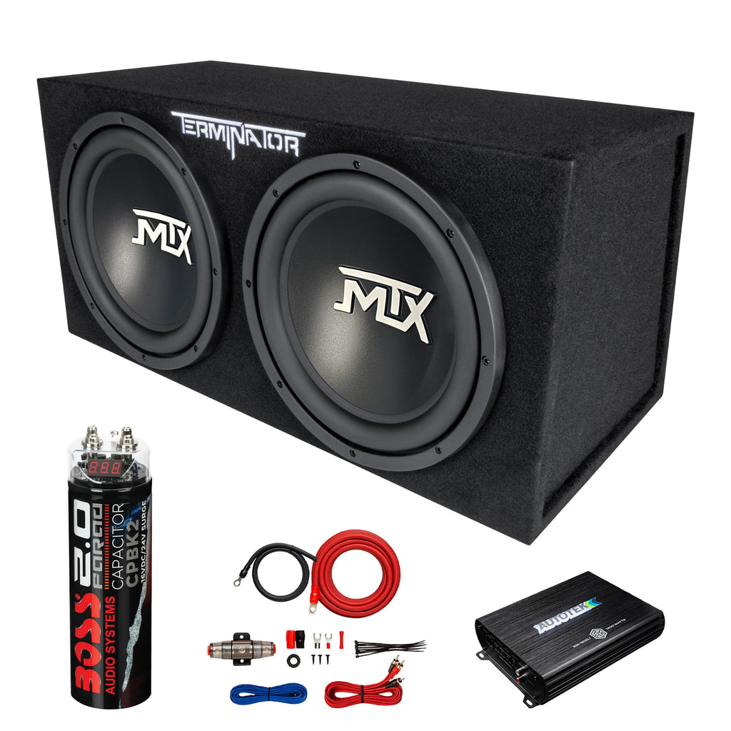 Dual 12" Subwoofer Box, Mono Amp, & Wiring Kit X666374