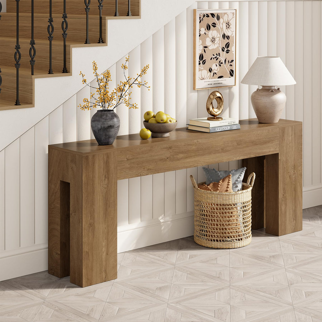 79-Inch Natural Oak Sofa Console Table Z99840