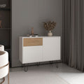 39" White Natural Oak Console Table with Storage I979424