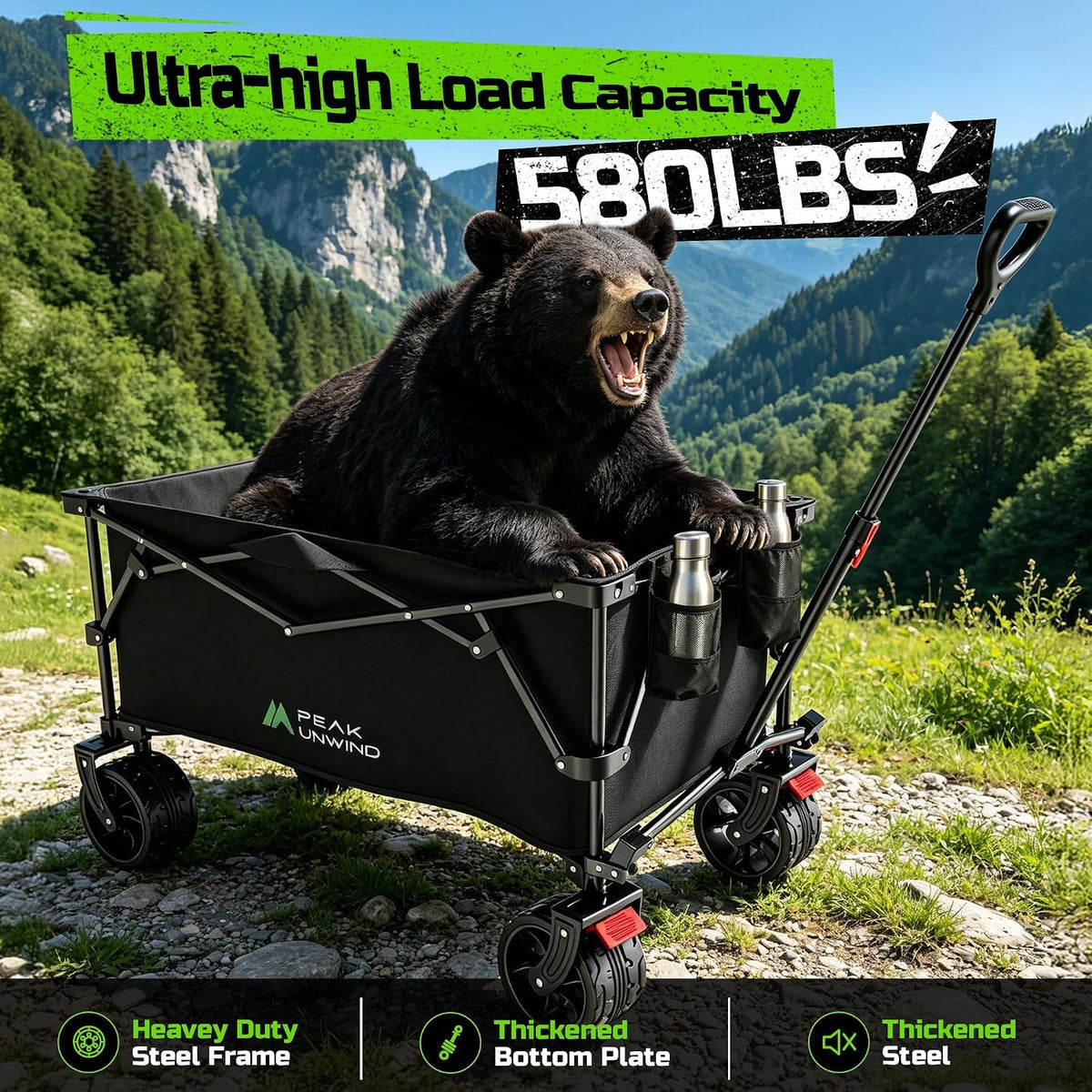 Collapsible Heavy Duty Beach Wagon with Big Wheels V277260