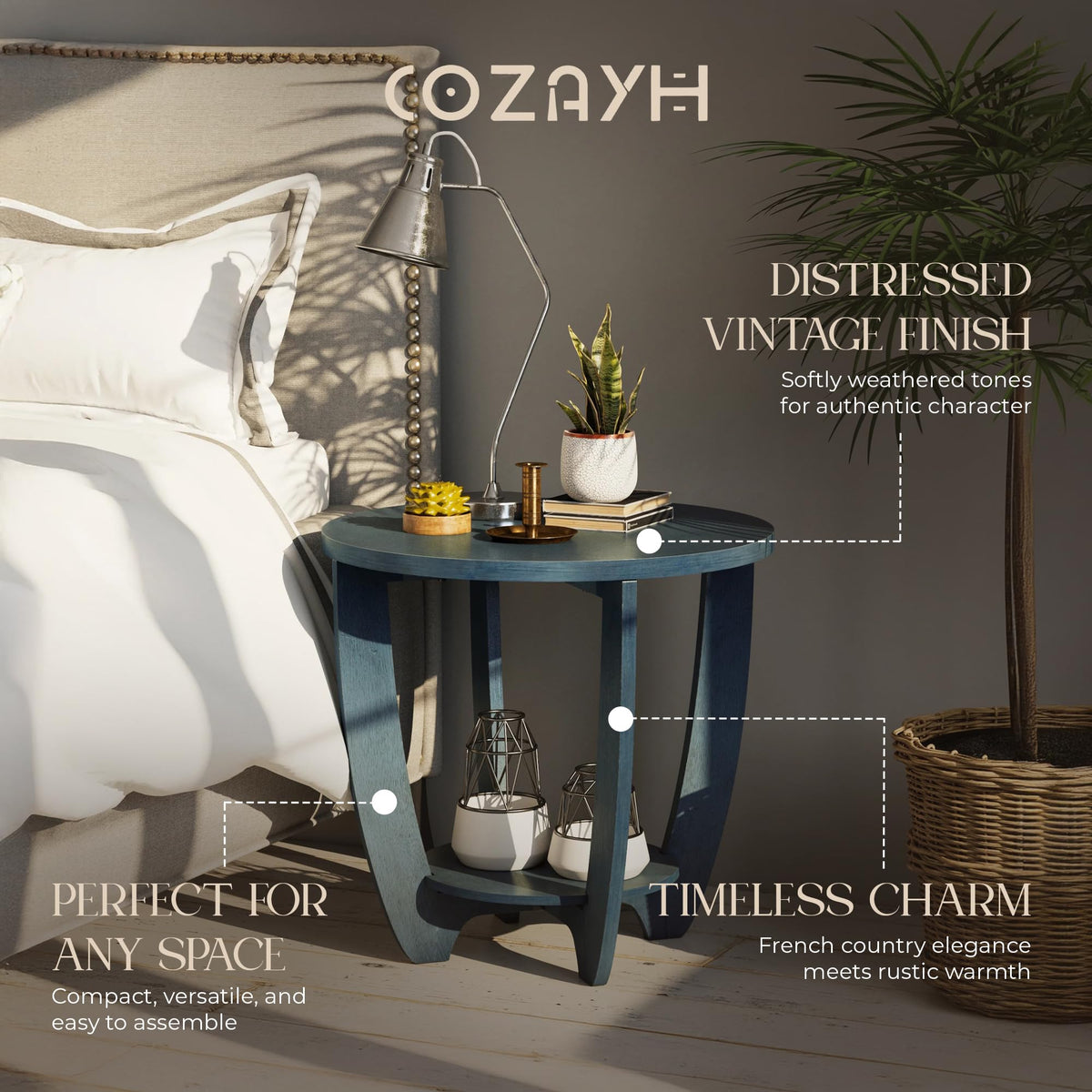 Round End Table with Storage Shelf Q9272