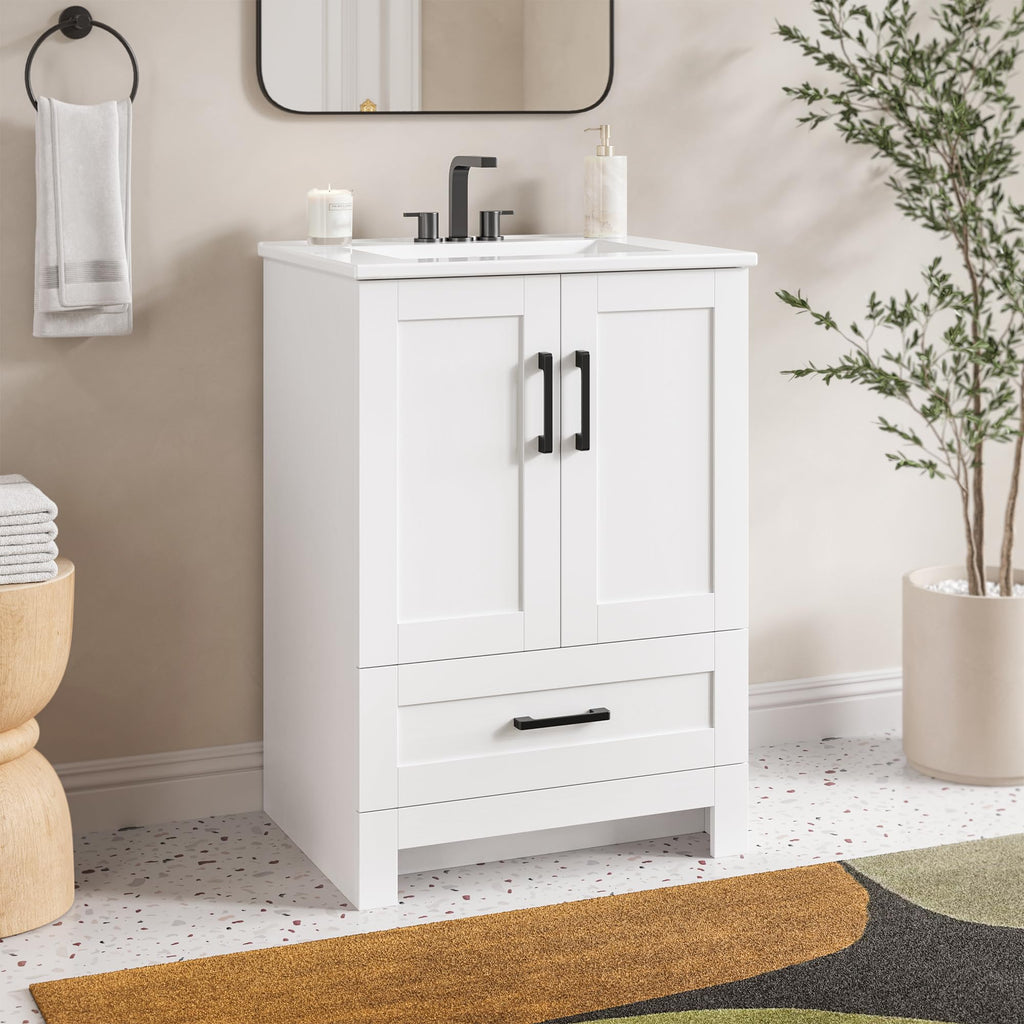 24" White Bathroom Vanity with Sink V433