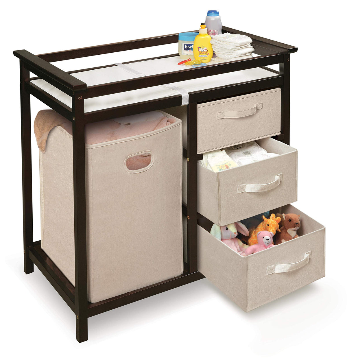Baby Changing Table with Laundry Hamper and 3 Storage Drawers K696