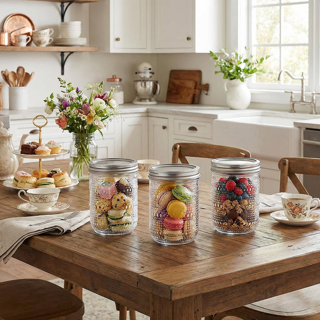 6-Pack 16 oz Wide Mouth Glass Mason Jars with Lids K5964