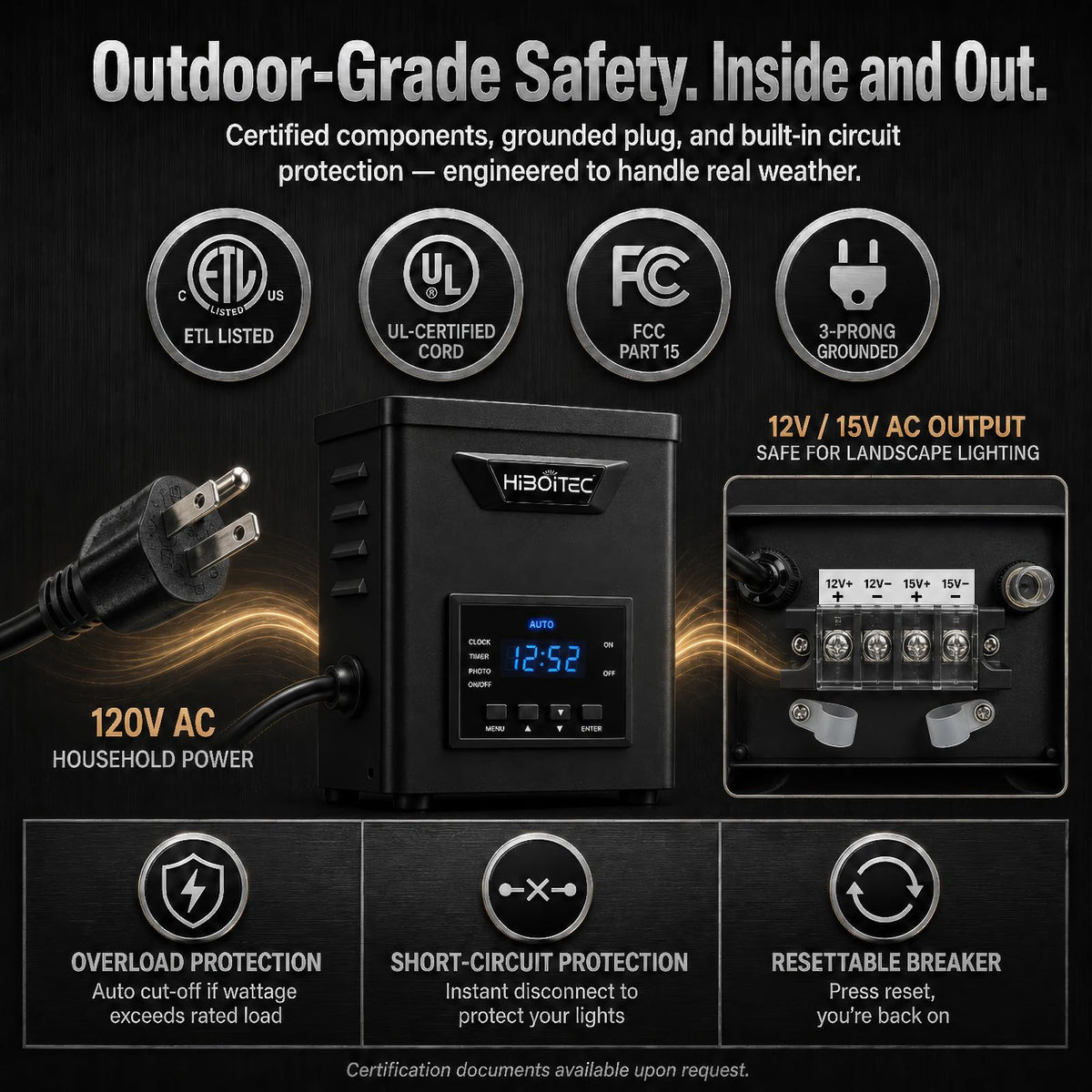 400W Low Voltage Landscape Transformer with Photocell Sensor Timer V687