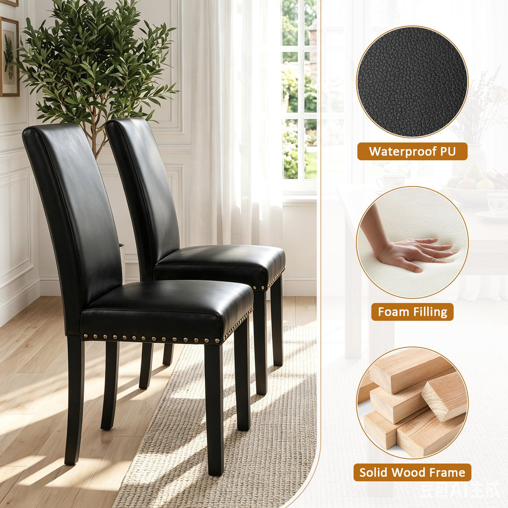 Black PU Leather Dining Chairs Set of 6 Z1460