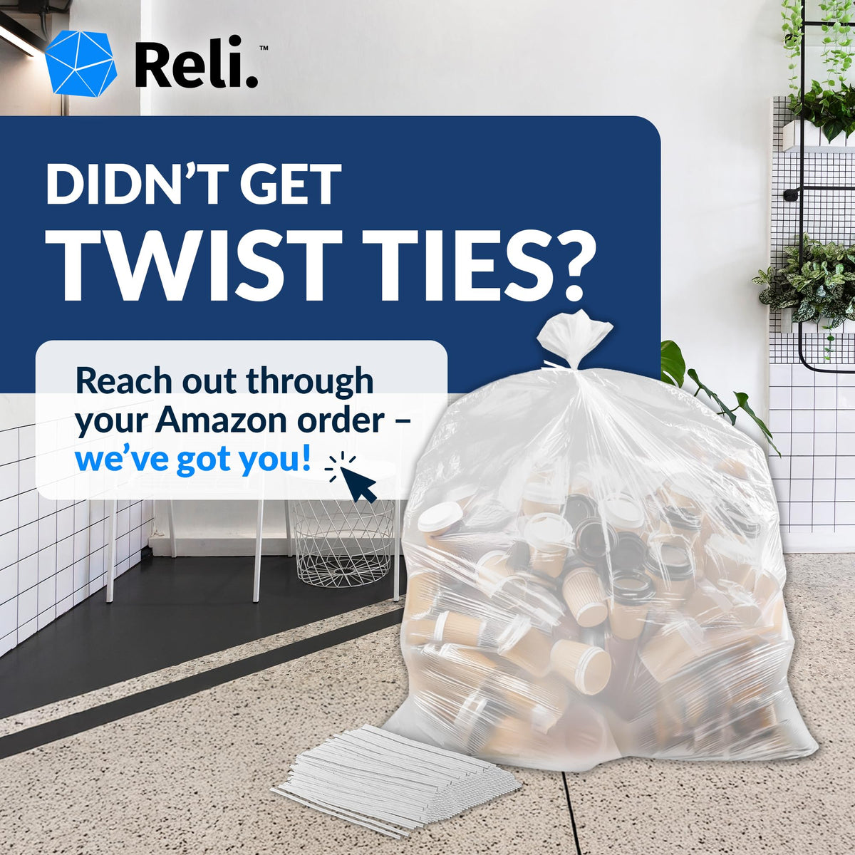 55 Gallon Heavy Duty Clear Trash Bags 100 Count I4646