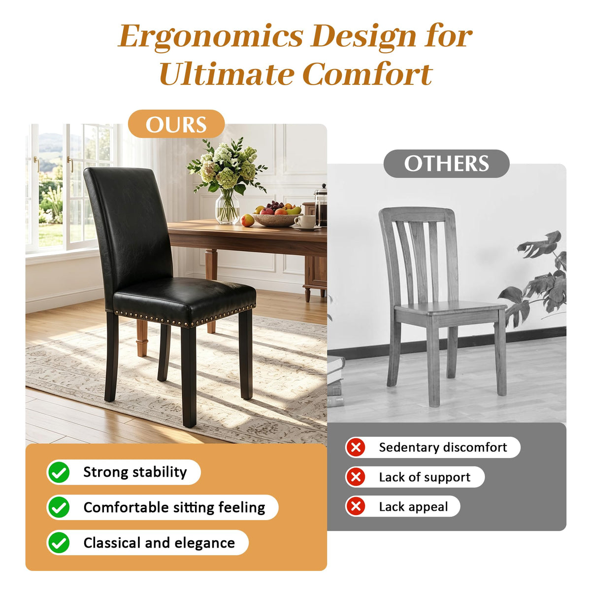 Black PU Leather Dining Chairs Set of 6 Z1460