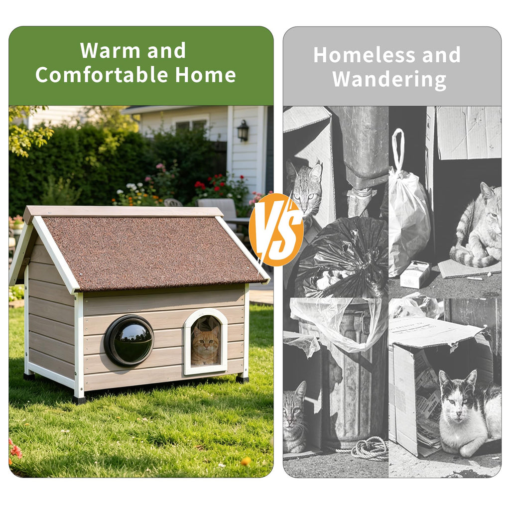 Wooden Elevated Outdoor Cat House J104447